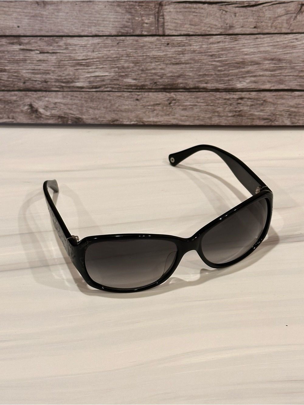 Coach Black Rhinestone Script Logo Oversized Sunglasses Vintage